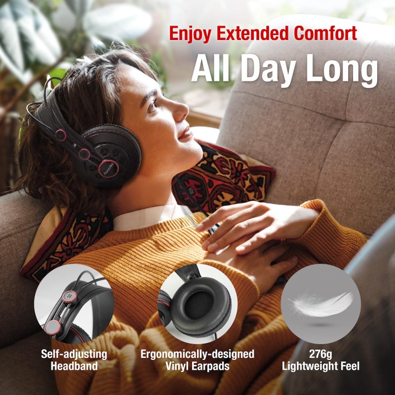 Superlux HD681 Semi-Open Studio Headphones, Wired Over-Ear with 50mm Neodymium Drivers, Single-Sided Cable, 10-30,000Hz, for Monitoring, Recording, Mixing, Podcast, Music - Image 3